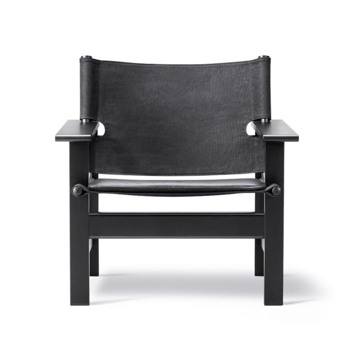 The Canvas Chair fåtölj - Canvas svart-svartlackad ek, inkl. svart läder dyna - Fredericia Furniture