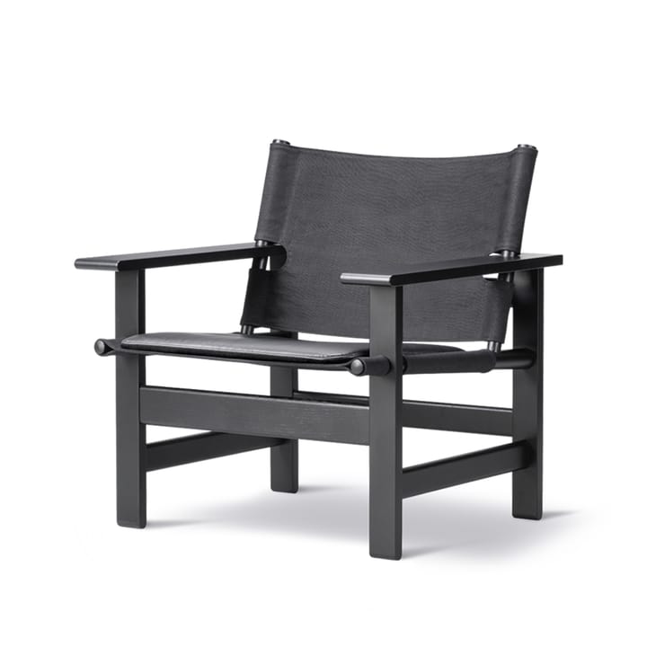 The Canvas Chair fåtölj, Canvas svart-svartlackad ek, inkl. svart läder dyna Fredericia Furniture