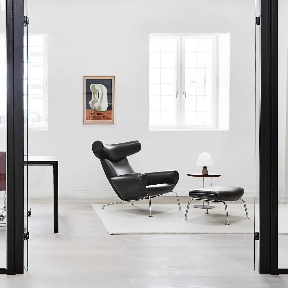 Wegner Ox fåtölj, Läder max 98-krom Fredericia Furniture