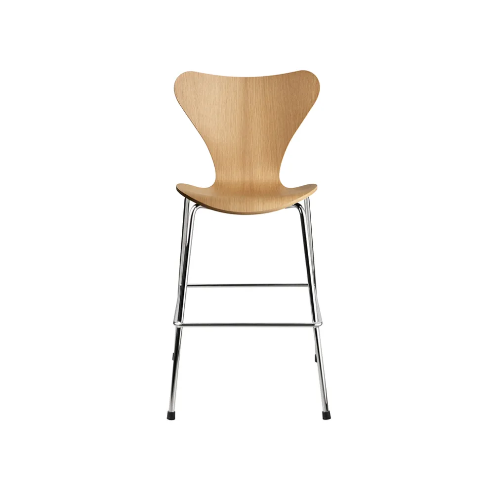 3177 Sjuan Junior stol krom, Lacquered oak veneer Fritz Hansen