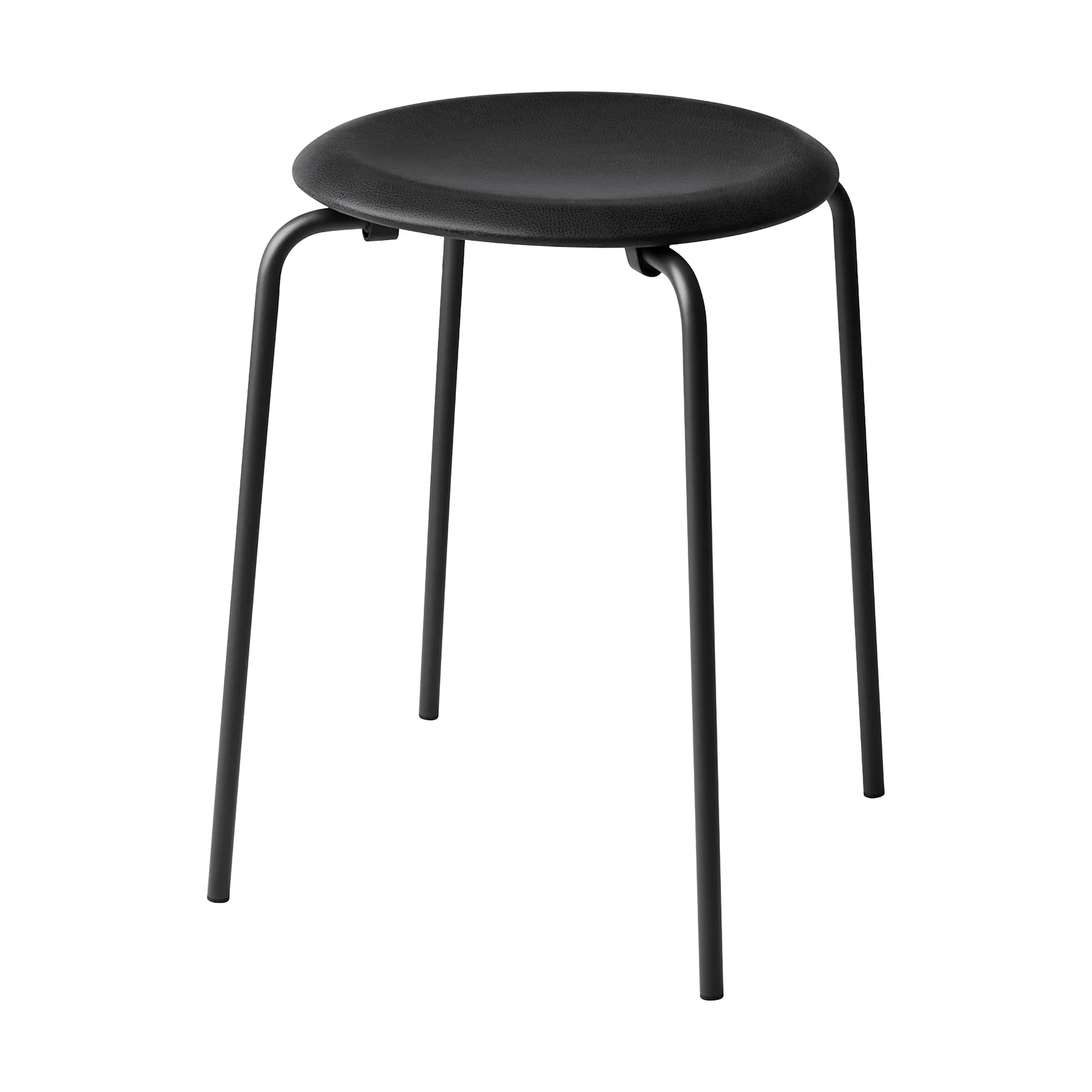 Dot rund pall läder, Essential black-matt black Fritz Hansen