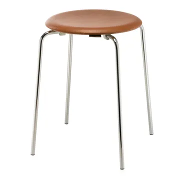 Dot rund pall läder - Wild leather walnut - Fritz Hansen