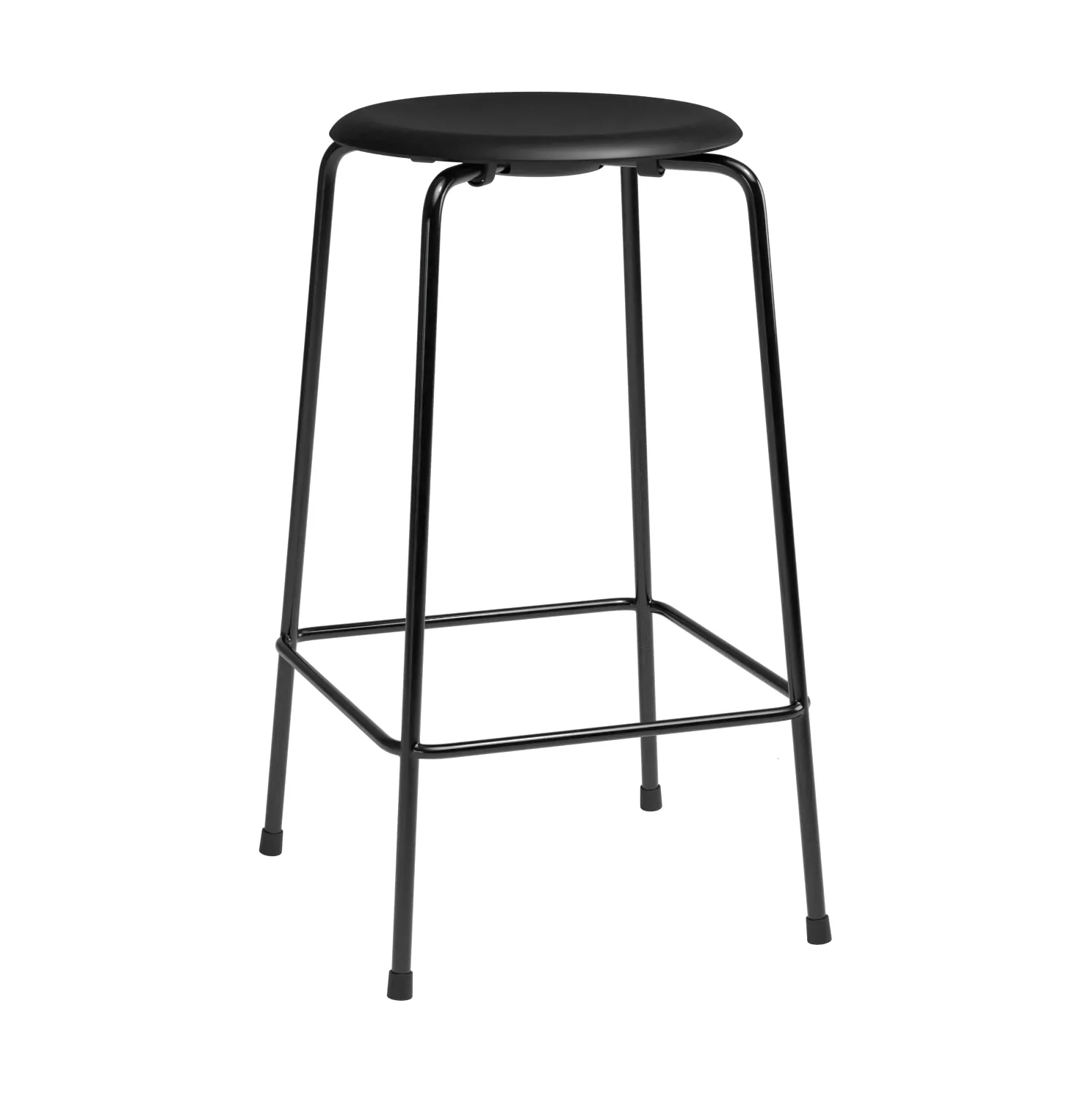 High Dot counter stool 4 ben, Intense läder svart-svart stål Fritz Hansen