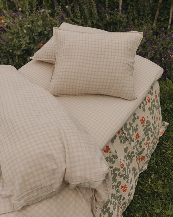 Gingham Sky Blue Muslin bäddset, 150x210 cm/50x60 cm Garbo&Friends