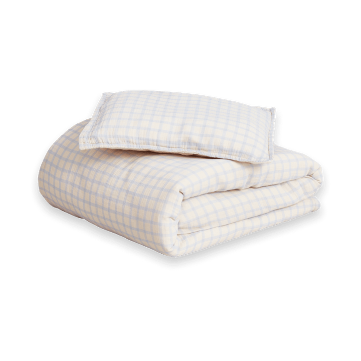 Gingham Sky Blue Muslin bäddset baby, 70x80 cm/28x35 cm Garbo&Friends