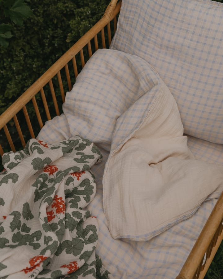 Gingham Sky Blue Muslin bäddset junior, 100x130 cm/35x55 cm Garbo&Friends