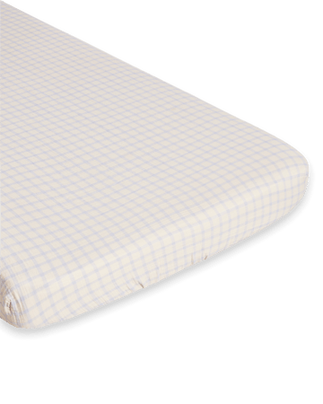 Gingham Sky Blue Muslin dra-på-lakan - 90x200x30 cm - Garbo&Friends