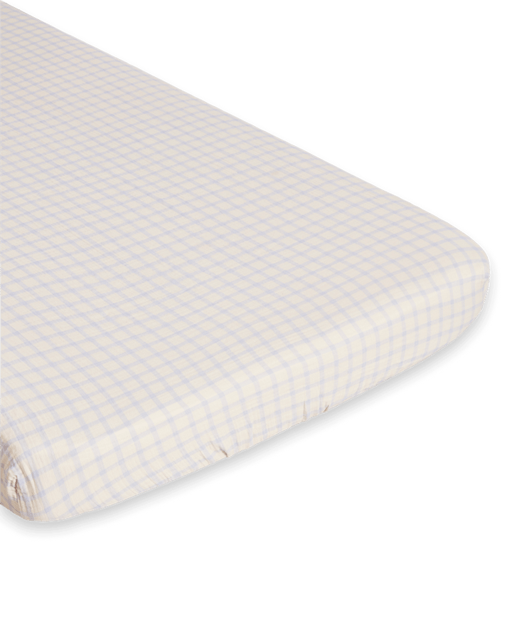 Gingham Sky Blue Muslin dra-på-lakan, 90x200x30 cm Garbo&Friends