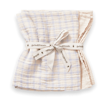 Gingham Sky Blue Muslin filt liten 2 delar - 60x60 cm - Garbo&Friends