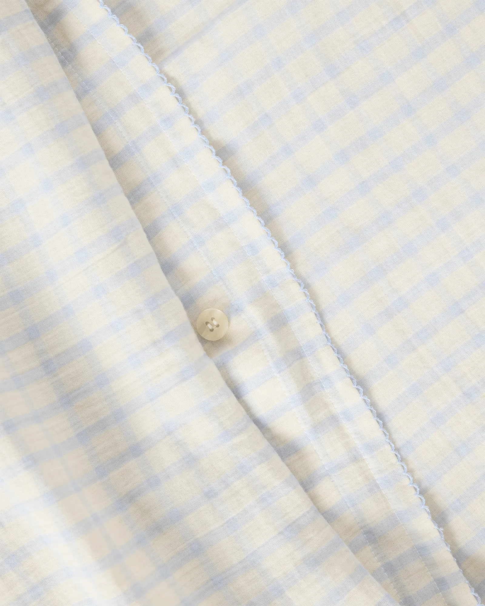 Gingham Sky Blue Muslin påslakan, 150x210 cm Garbo&Friends
