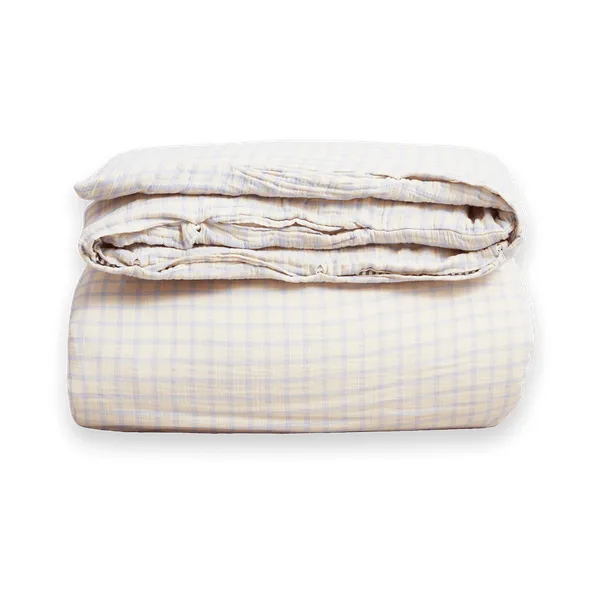 Gingham Sky Blue Muslin påslakan dubbel - 240x220 cm - Garbo&Friends