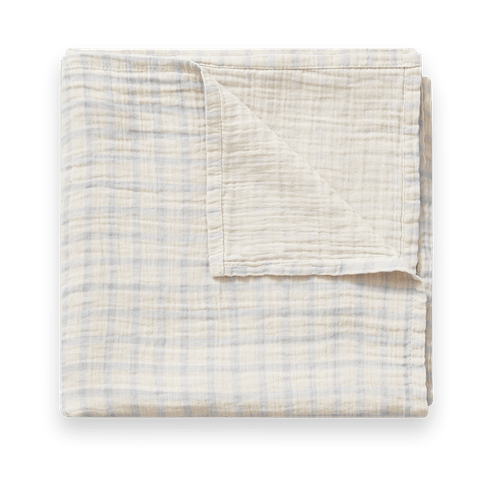 Gingham Sky Blue Muslin swaddle filt - 110x110 cm - Garbo&Friends