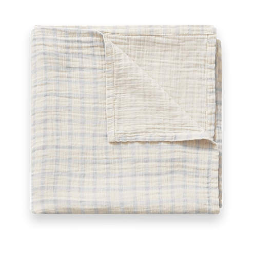 Garbo&Friends Gingham Sky Blue Muslin swaddle filt 110x110 cm