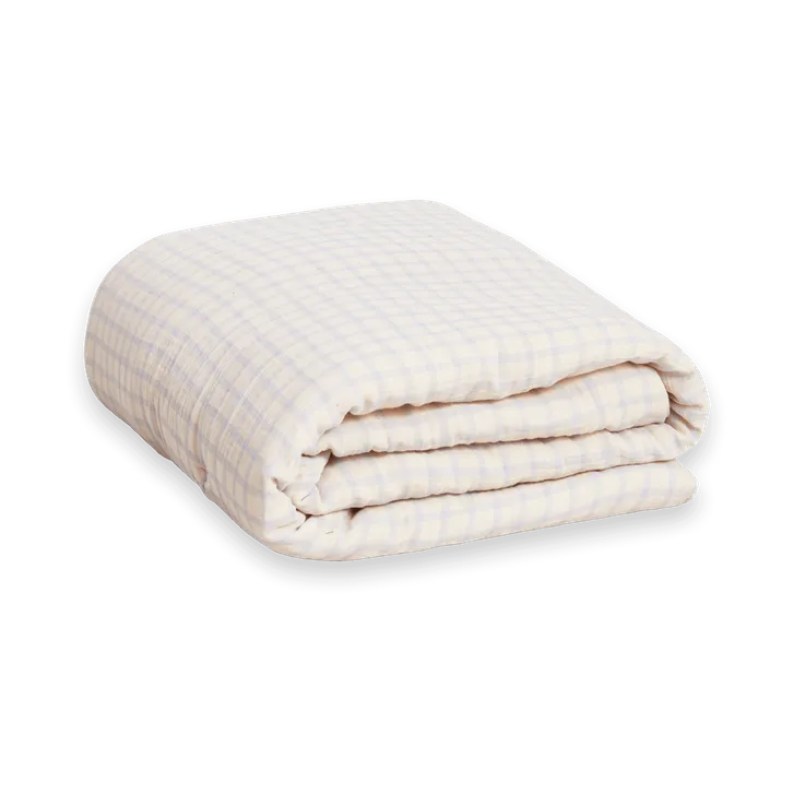 Gingham Sky Blue Muslin vadderad filt, 100x140 cm Garbo&Friends