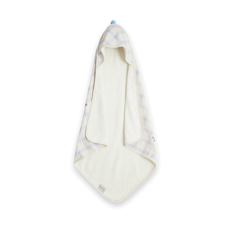 Garbo&Friends Gingham Sorrel Blue Terry handduk med huva 80x80 cm