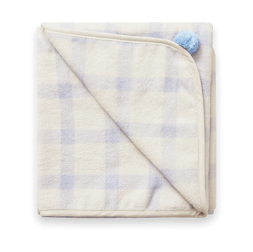 Gingham Sorrel Blue Terry handduk med huva - 80x80 cm - Garbo&Friends