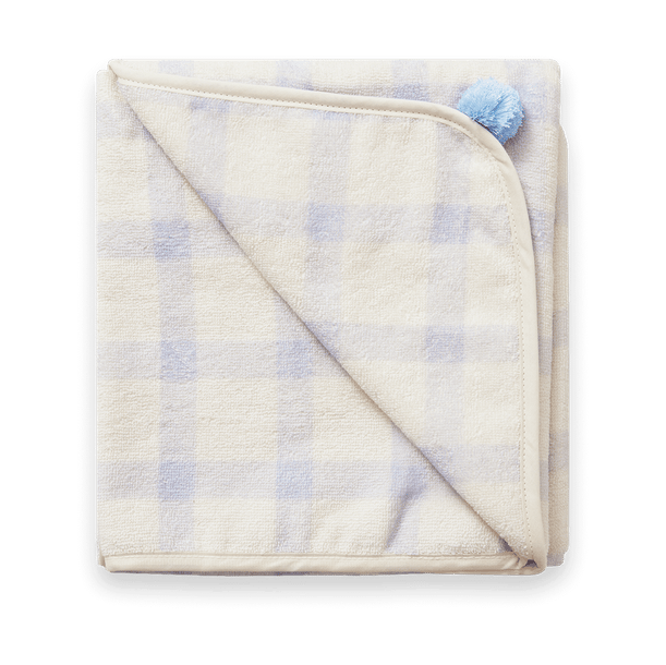 Gingham Sorrel Blue Terry handduk med huva, 80x80 cm Garbo&Friends