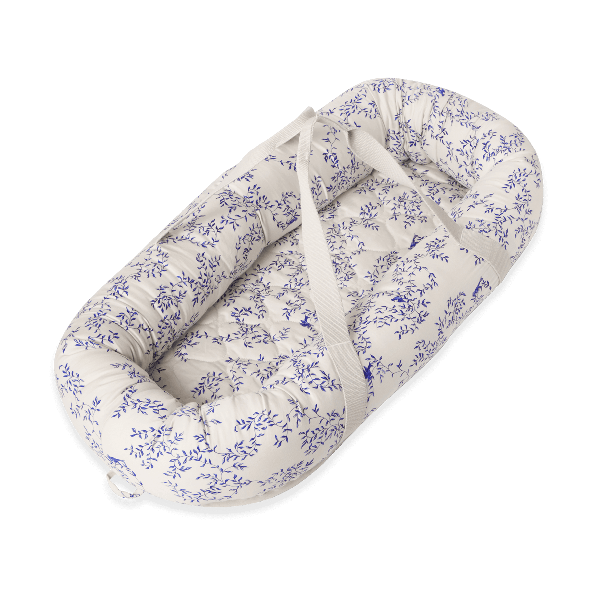 Garbo&Friends Jardim Satin babynest 43x87x16 cm | Skandinavisk Design | Ställbar säng | Blå