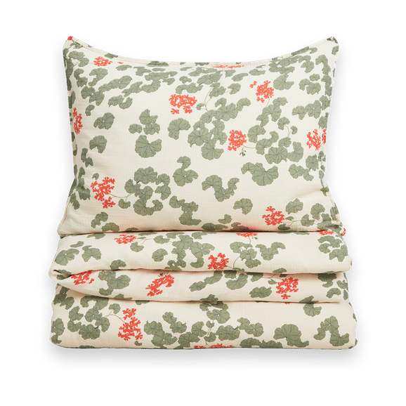 Pelargonium Muslin bäddset, 150x210 cm/50x60 cm Garbo&Friends