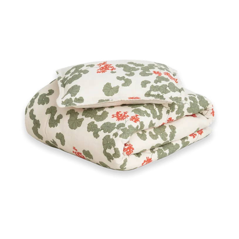 Pelargonium Muslin bäddset baby, 70x80 cm/28x35 cm Garbo&Friends