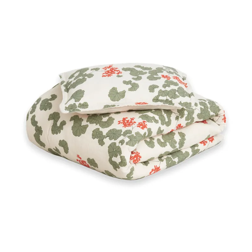 Garbo&Friends Pelargonium Muslin bäddset baby 70x80 cm/28x35 cm
