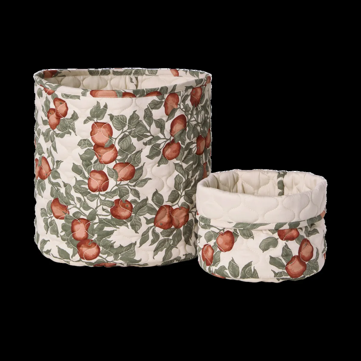 Garbo&Friends Pomme satin quiltad korg 2 delar 20xØ20 cm + 30xØ30 cm