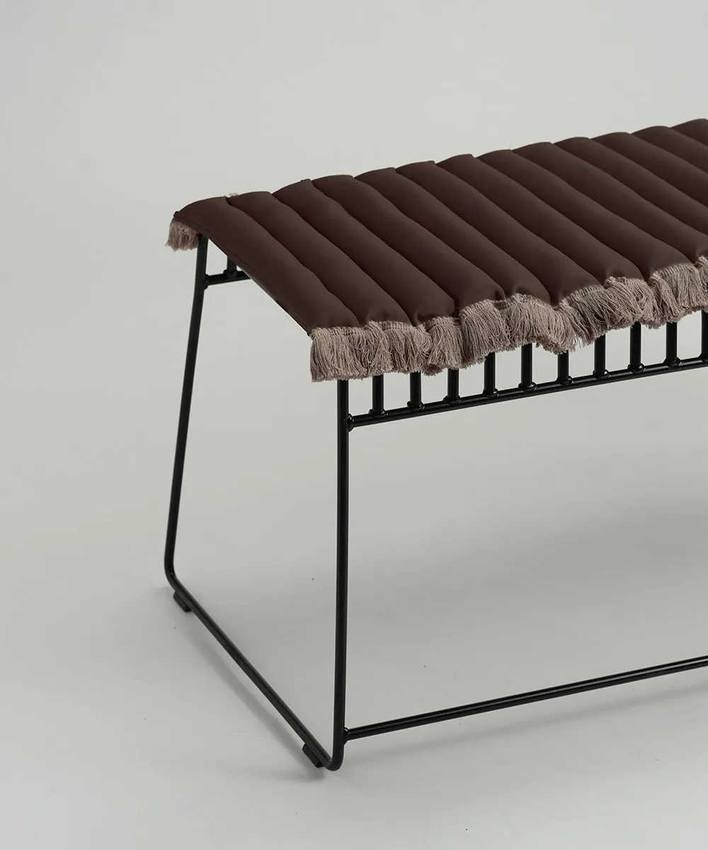 Garden Glory sittdyna med fransar, Brun, beige frans, 38x120 cm Garden Glory