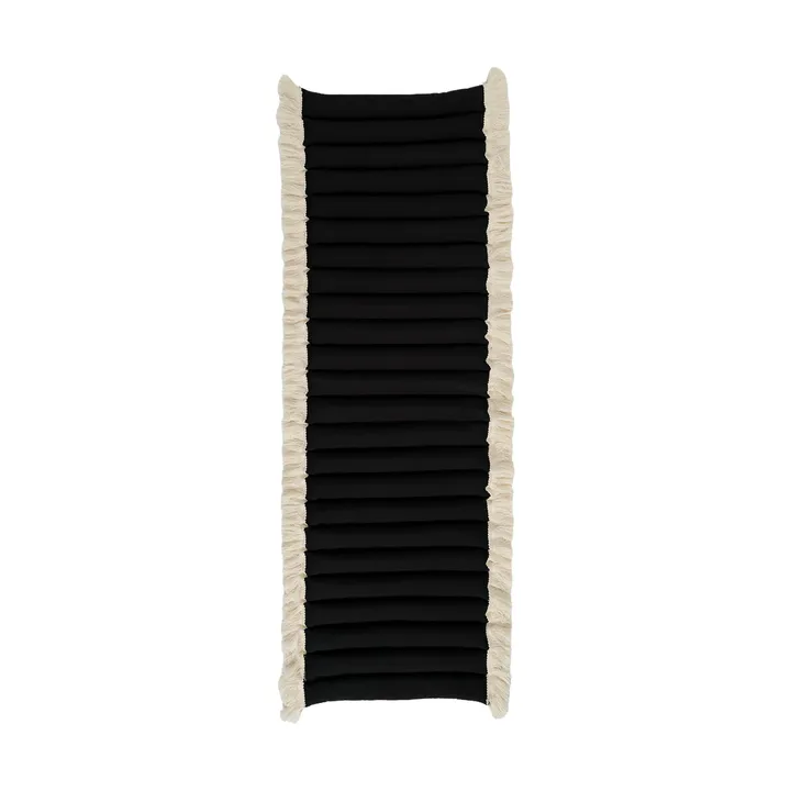 Garden Glory sittdyna med fransar - Svart, offwhite frans, 38x120 cm - Garden Glory