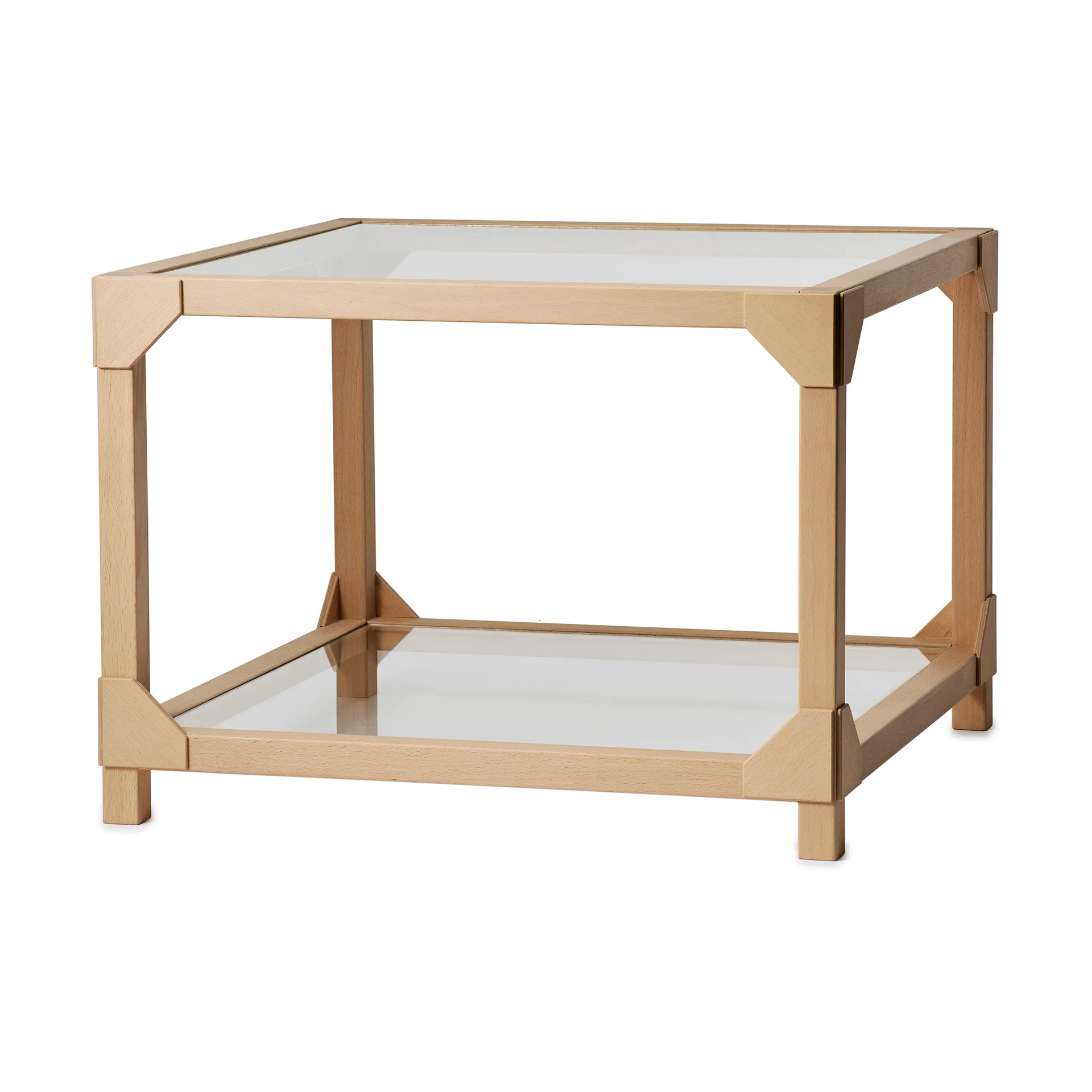 Bleck Soffbord 55x55 cm glas, Bok-natural Gärsnäs