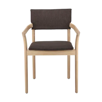 Vyn karmstol klädd rygg och sits - Monocoat natural-Lido 46 mole - Gärsnäs