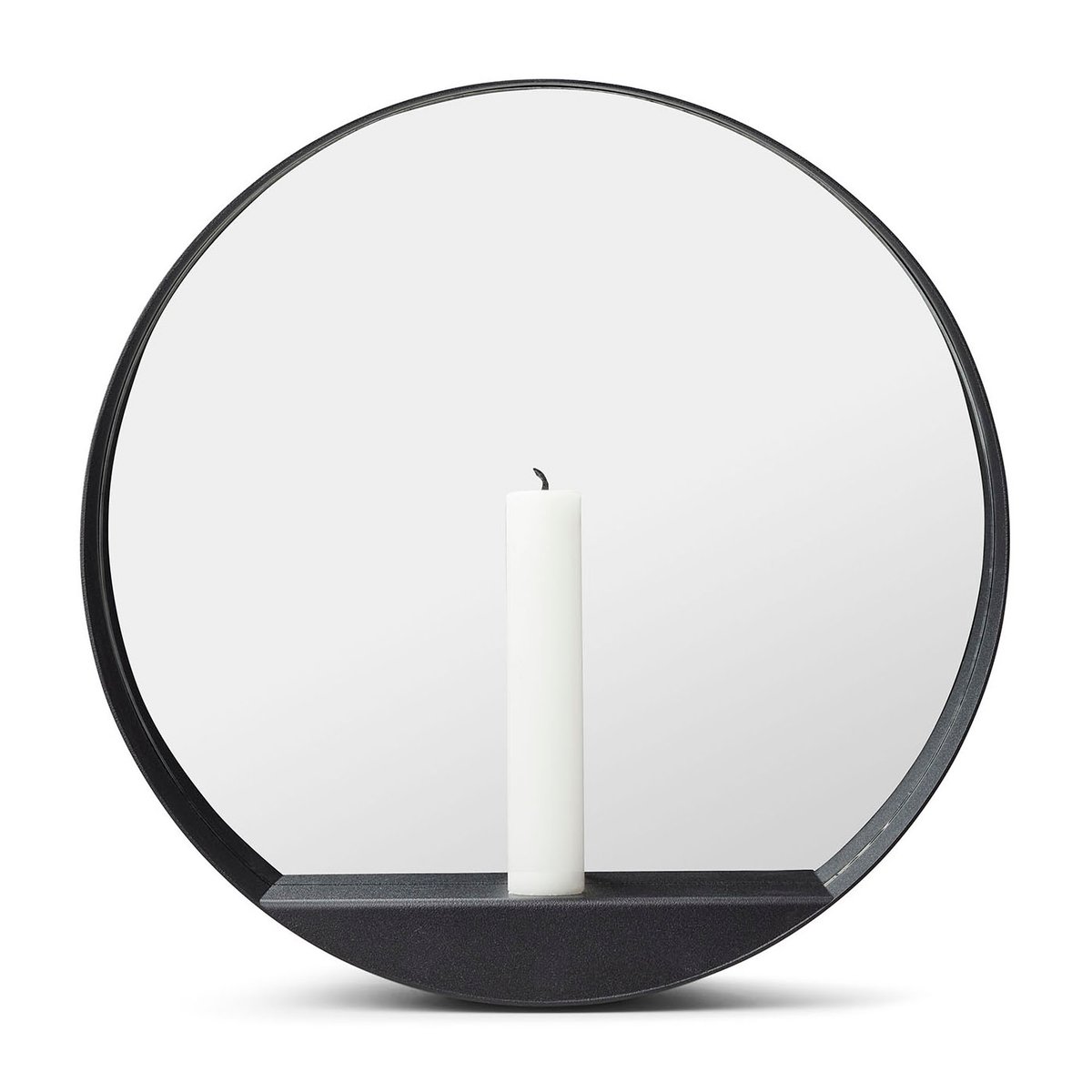 Gejst Glim spegel/ljusstake 28 cm Svart | Skandinavisk Design | Runda speglar | Svart