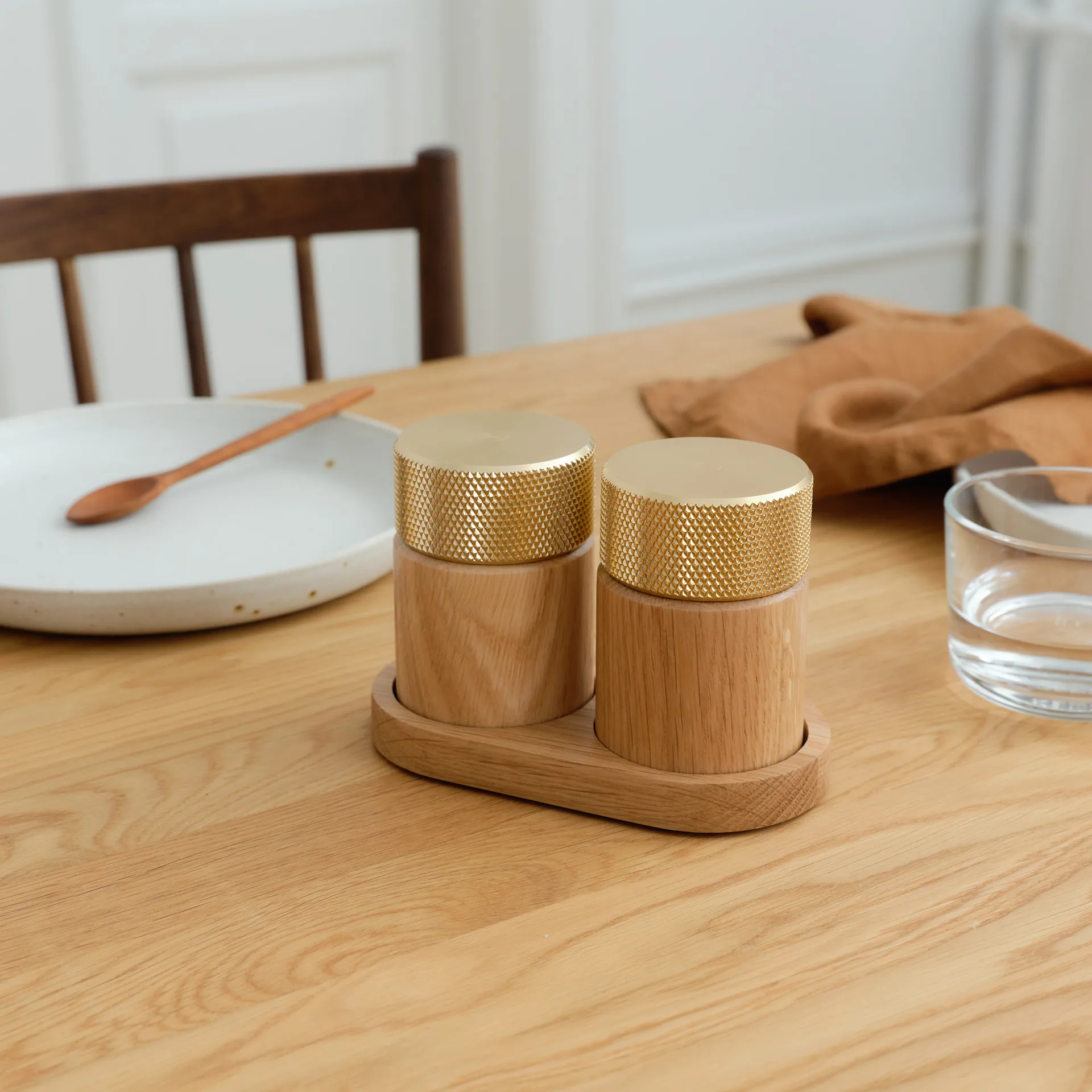 Sina salt-och pepparkvarn 6 cm, Ek-mässing Gejst