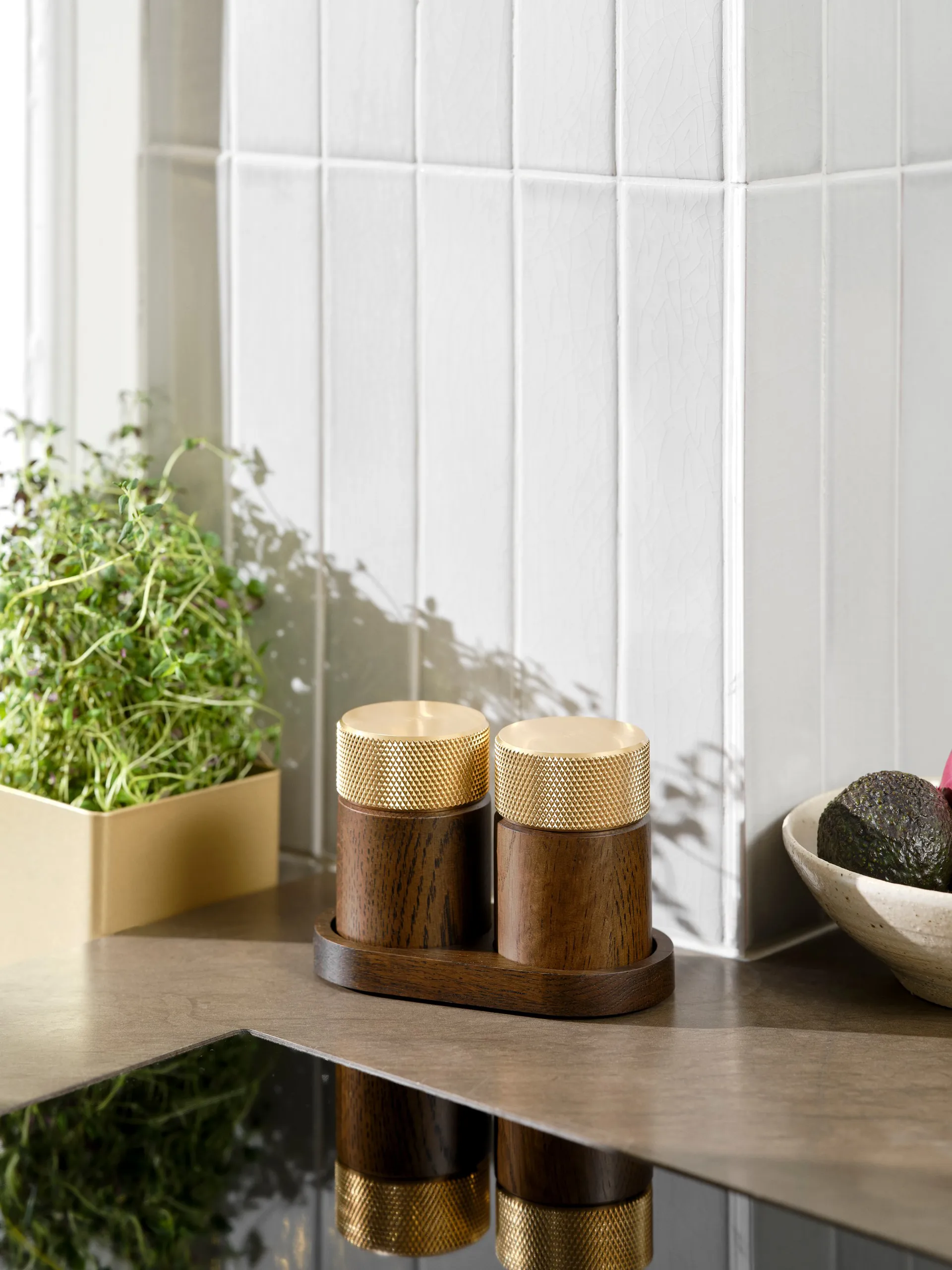 Sina salt-och pepparkvarn 6 cm, Mörk ask-mässing Gejst