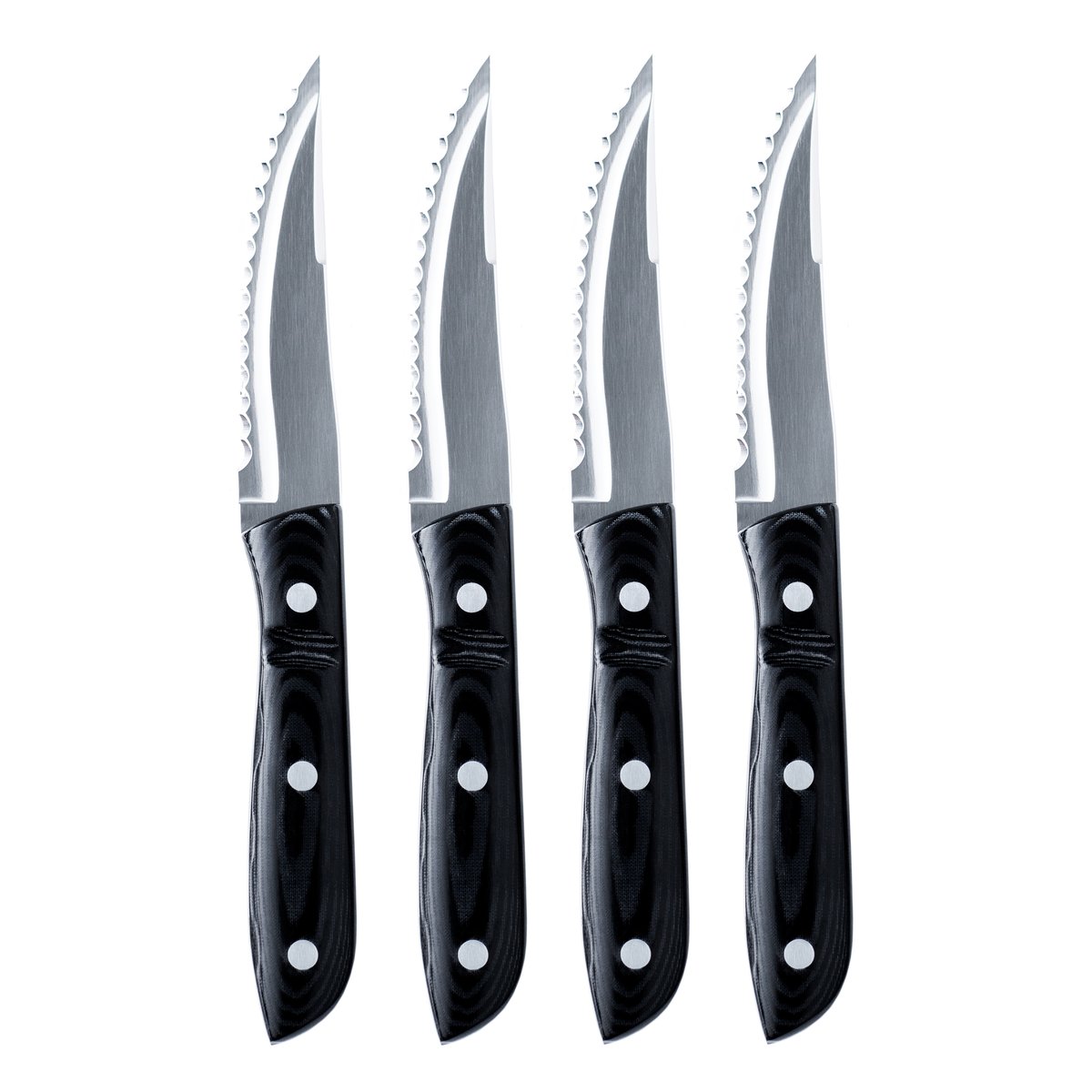 Gense Old Farmer XL Micarta köttkniv 4-pack | Skandinavisk Design | Grillbestick | Silverfärgad
