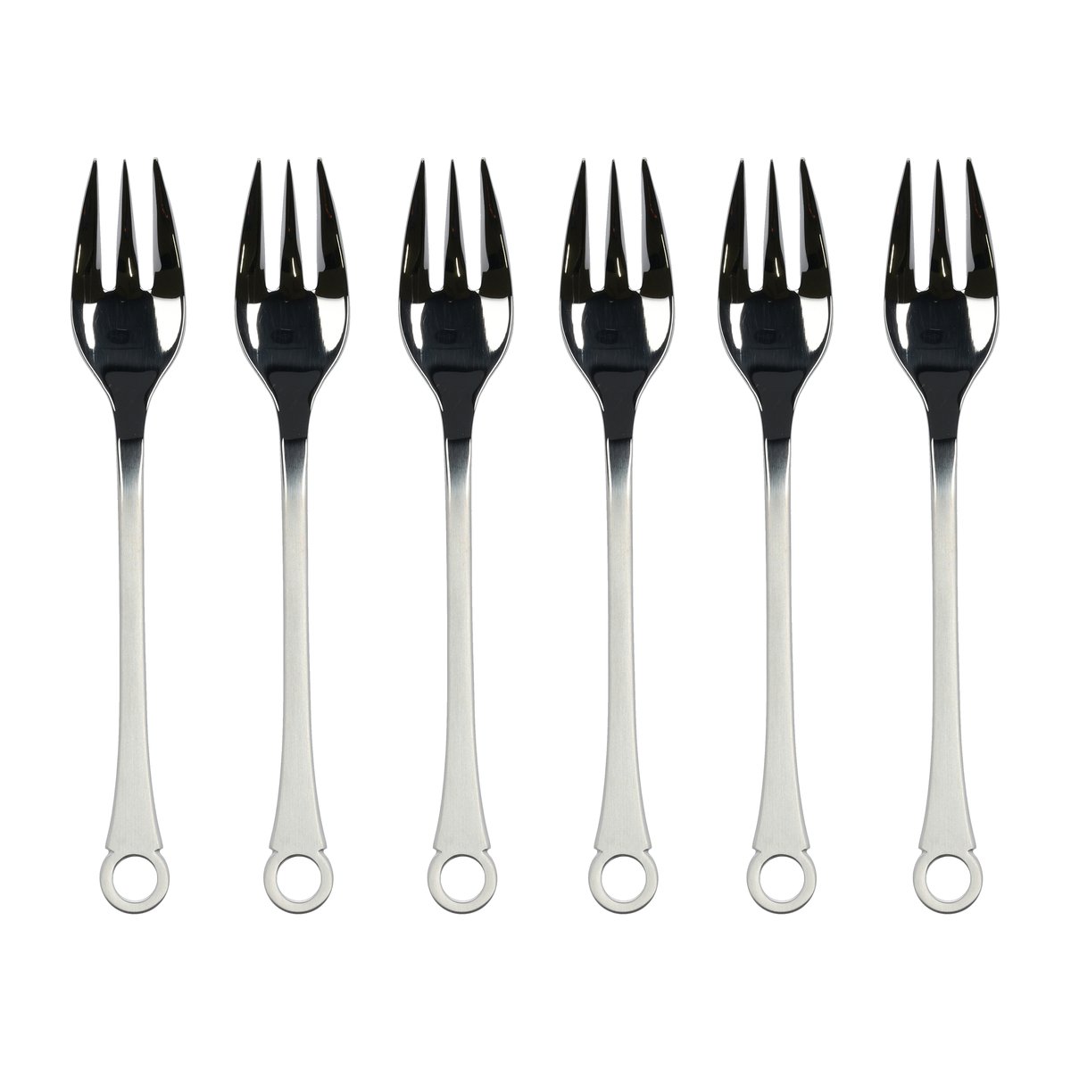 Gense Pantry tårtgaffel 6-pack Rostfritt stål | Skandinavisk Design | Dessertbestick | Silverfärgad