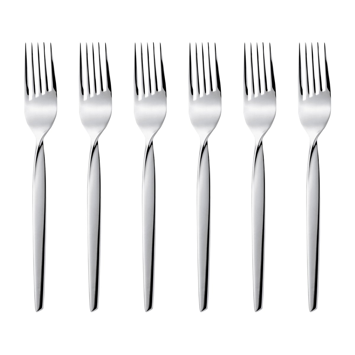 Gense Twist tårtgaffel 6-pack Rostfritt stål | Skandinavisk Design | Dessertbestick | Silverfärgad
