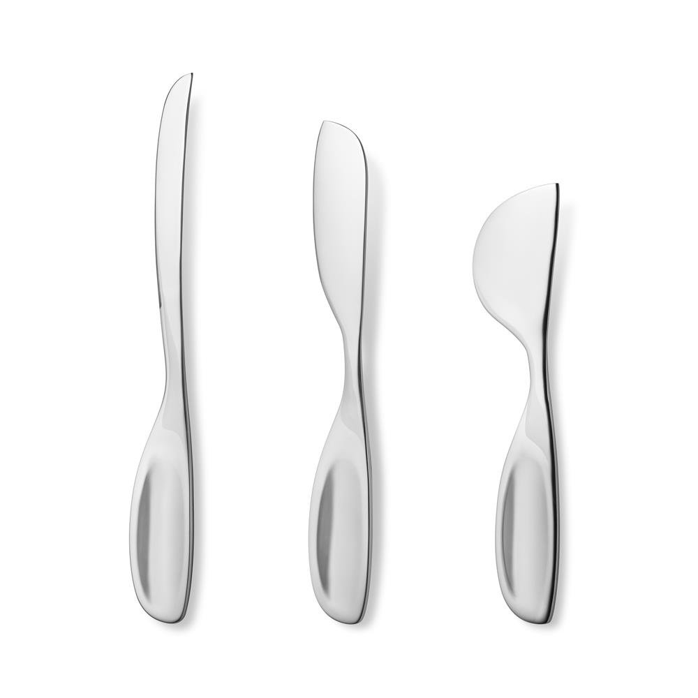 Georg Jensen Alfredo ostkniv set 3-pack | Skandinavisk Design | Ostknivar | Silverfärgad