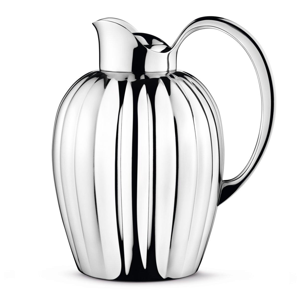 Georg Jensen Bernadotte termoskanna pushlock 1 L | Skandinavisk Design | Termosar | Silverfärgad