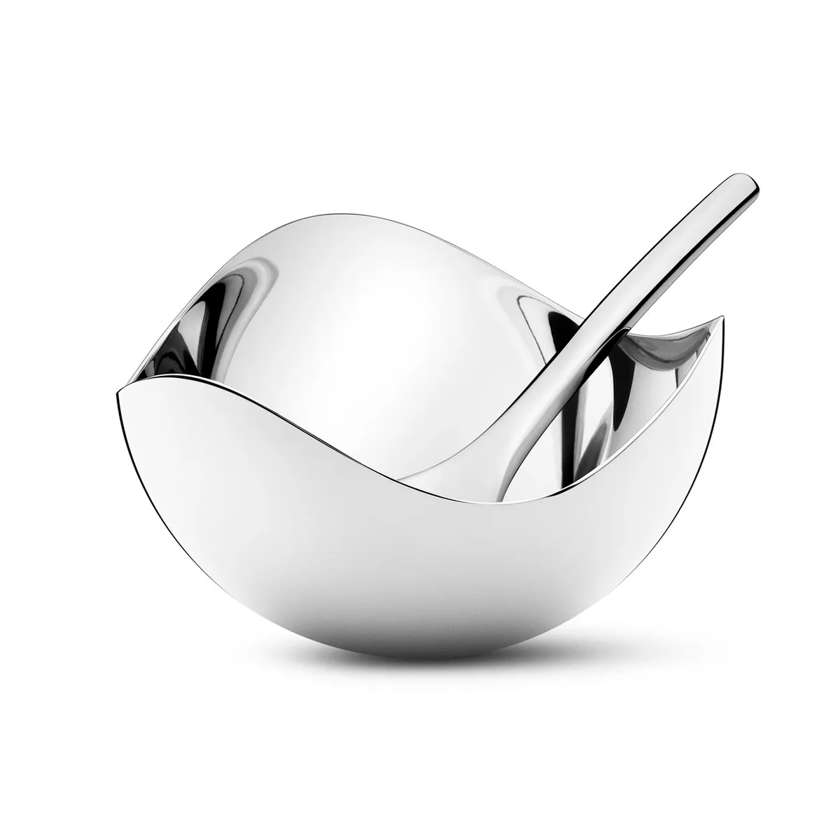 Georg Jensen Bloom saltkar med sked rostfritt stål