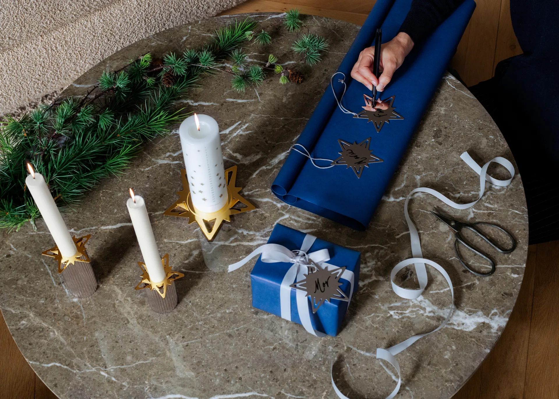 Classic christmas ljusmanschett stjärna 2-pack, Guld Georg Jensen