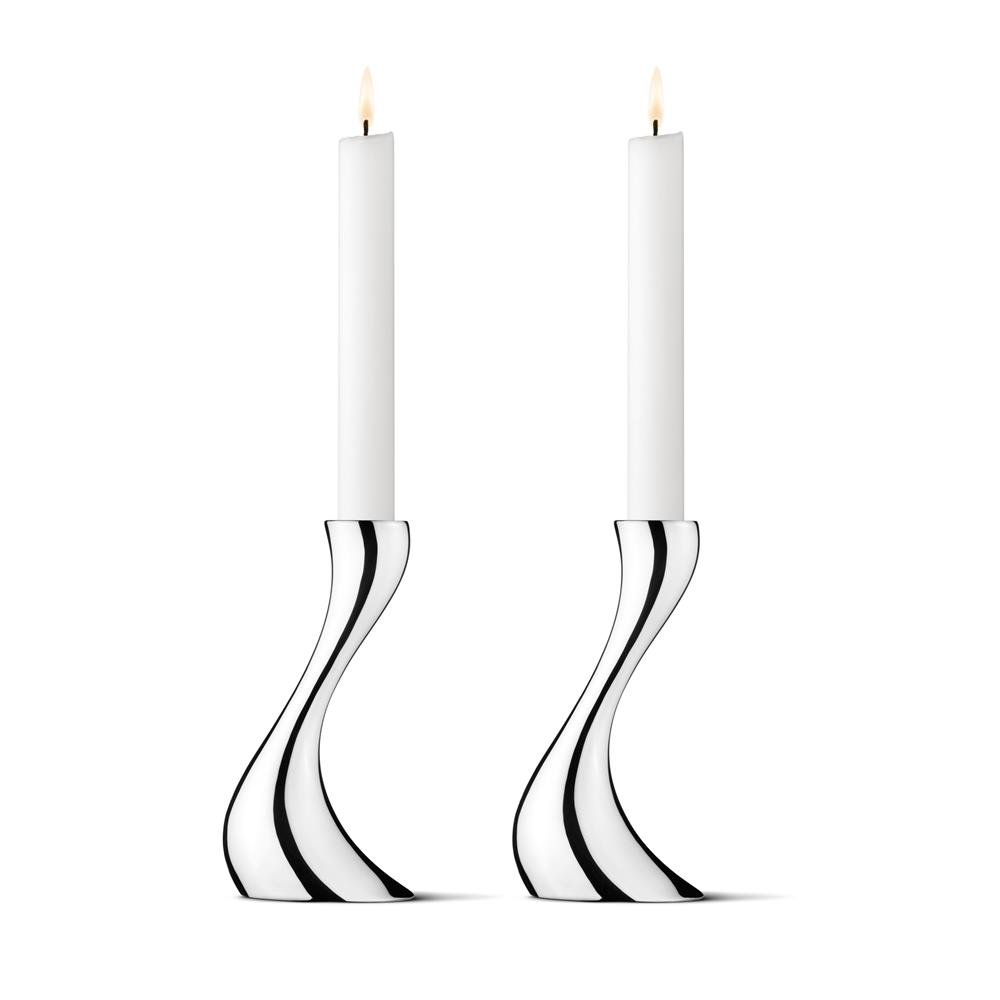 Georg Jensen Cobra ljusstake 2-pack liten, 16 cm | Skandinavisk Design | Ljusstakar | Grå