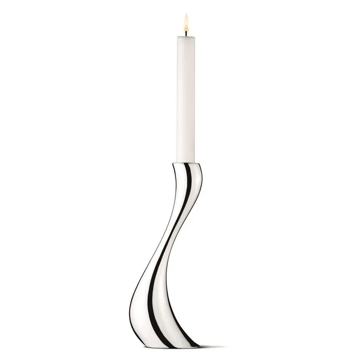 Grand Bougeoir Sol Georg Jensen Cobra 40 Cm - Lot De 2 Argenté (Neuf)