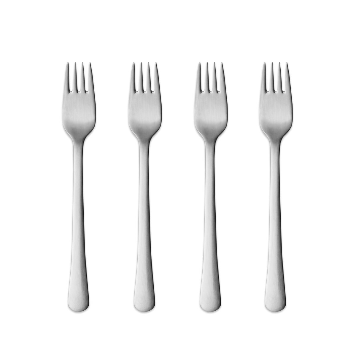 Georg Jensen Copenhagen matt tårtgaffel 4-pack | Skandinavisk Design | Dessertbestick | Silverfärgad