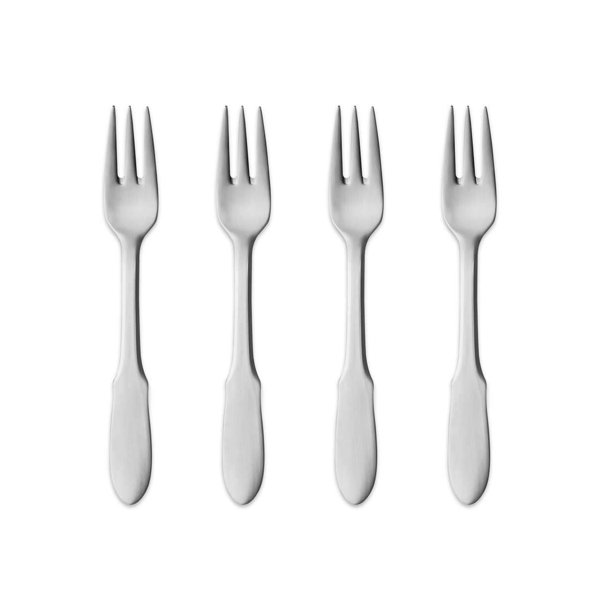 Georg Jensen Mitra matt tårtgaffel 4-pack | Skandinavisk Design | Dessertbestick | Silverfärgad