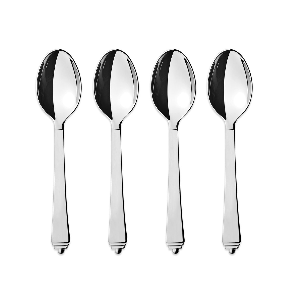 Georg Jensen Pyramid tesked large 4-pack | Skandinavisk Design | Teskedar & Kaffeskedar | Silverfärgad