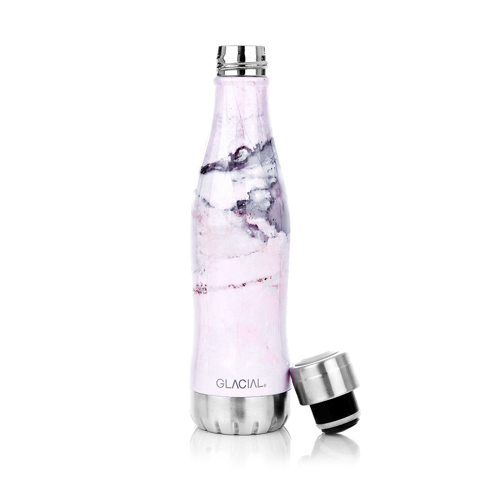 Glacial vattenflaska 400 ml Pink marble | Skandinavisk Design | Termosar | Rosa