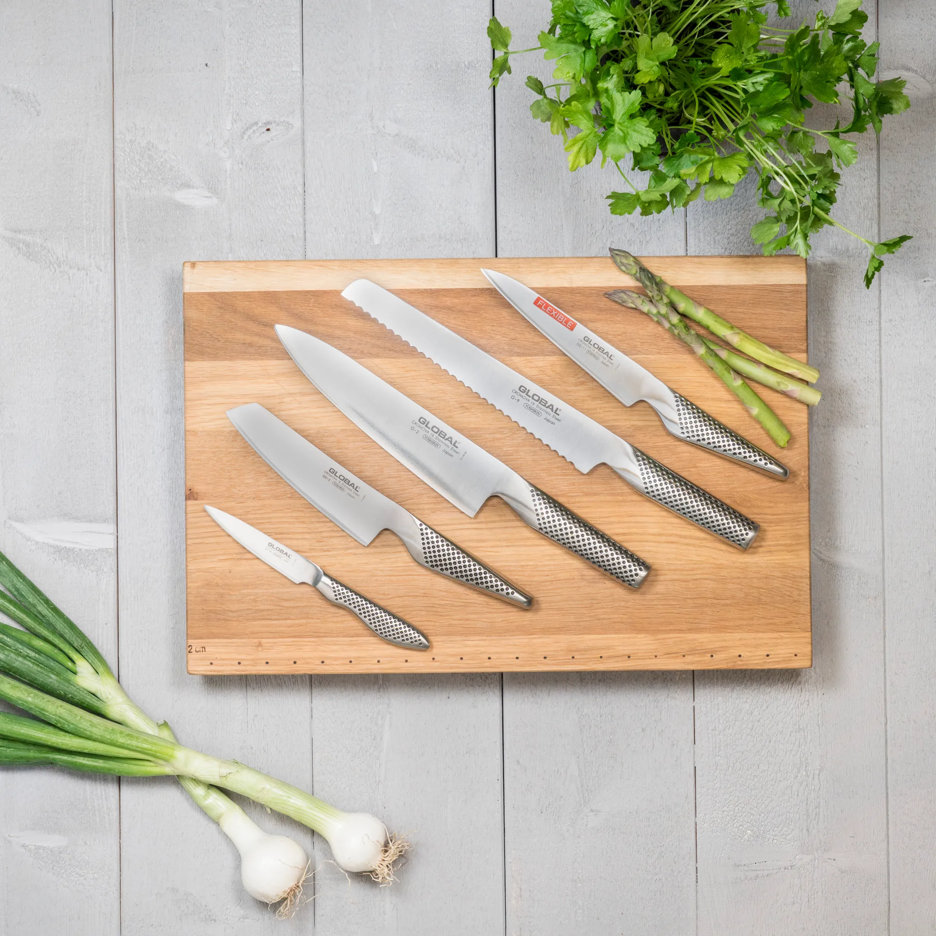 Global G-2951138R knivset, 5 knivar, rostfritt stål Global