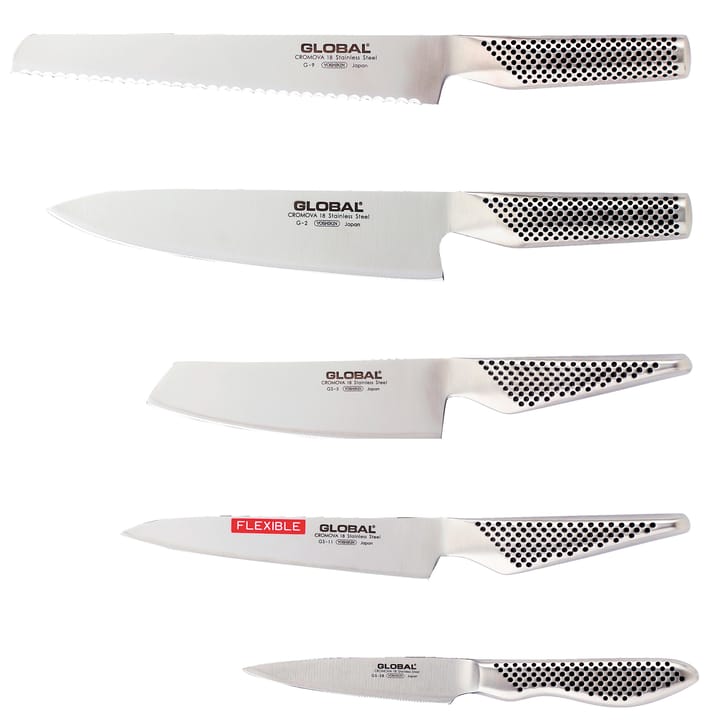 Global G-2951138R knivset, 5 knivar, rostfritt stål Global