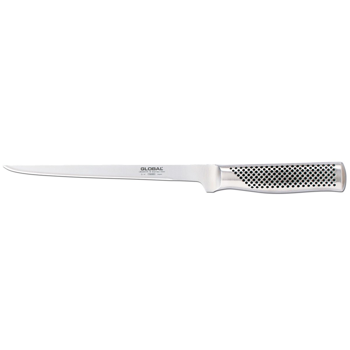 Global G-41 filékniv 21 cm styv Rostfritt stål | Skandinavisk Design | Filéknivar | Silverfärgad