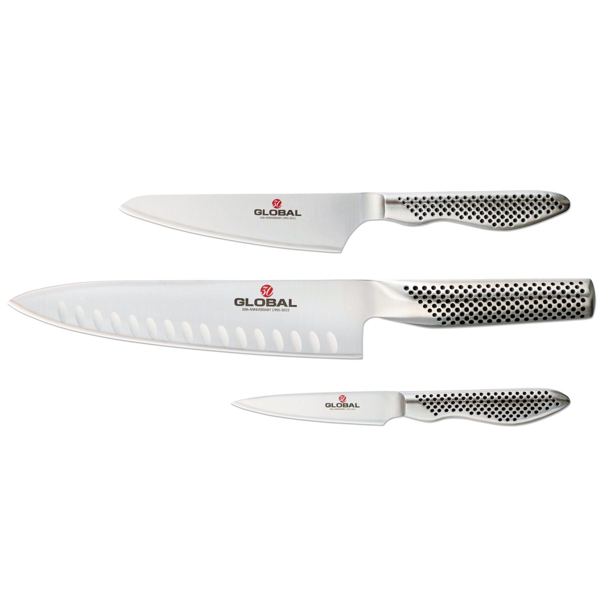 Global G-773889 knivset 30-års jubileum, 3 knivar rostfritt stål